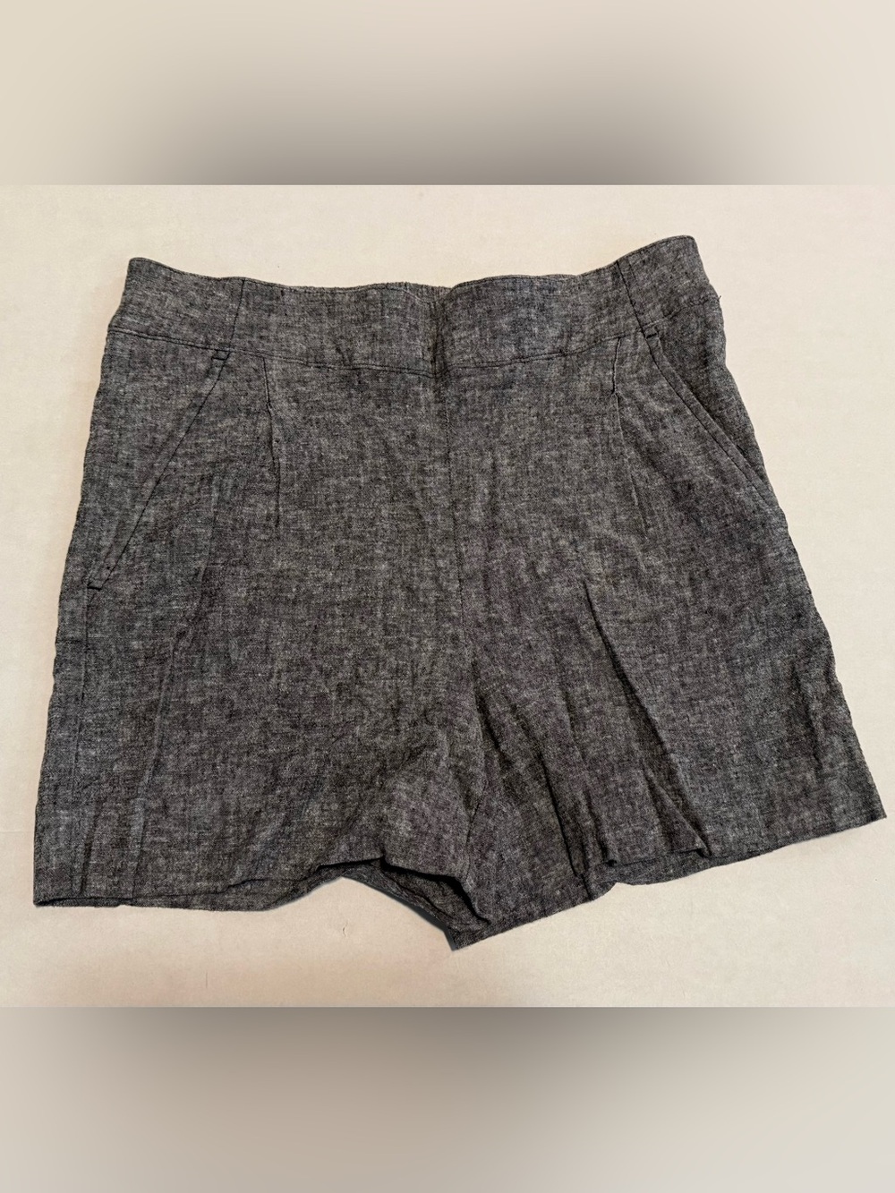 Apt. 9 Dark Gray Pleated Linen-Blend Shorts
